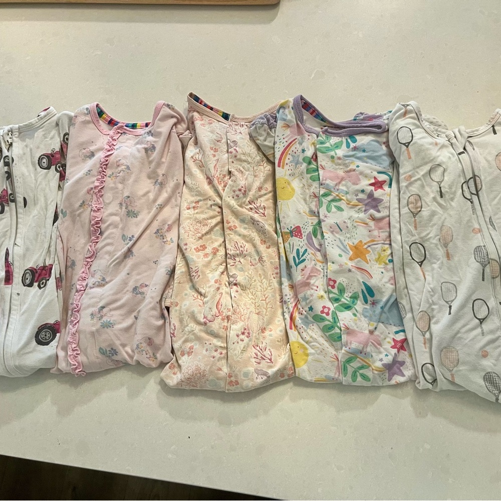 12-18 month baby girl pajamas. Angel Dear and magnetic Me brands.